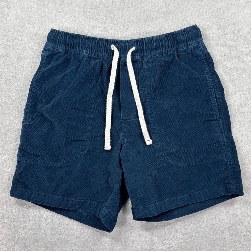 Wallace & Barnes Corduroy Shorts Mens XS Navy Blue Dock Drawstring Elastic Waist
